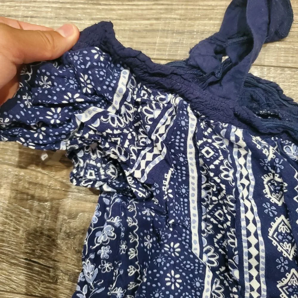 Girls Justice 2 Piece outfit Size 8  Navy and White Floral Patterned Apparel